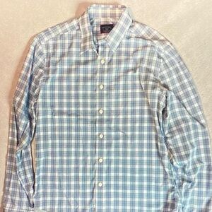 UNTUCKit Men's Light Blue and White Checkered Shirt